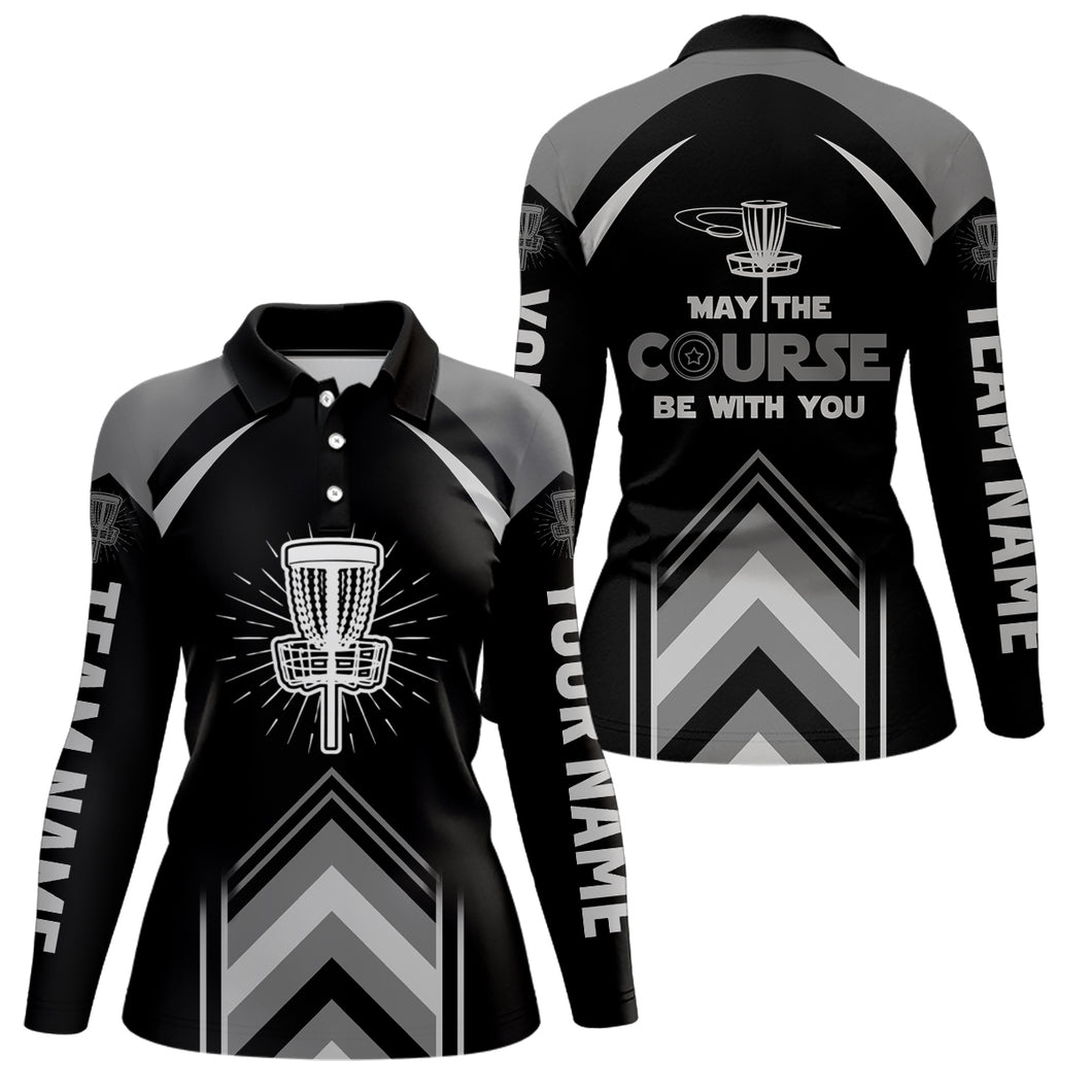 Personalized Disc Golf May The Course Be With You Womens Polo Shirt Disc Golf Shirt For Women LDT0745