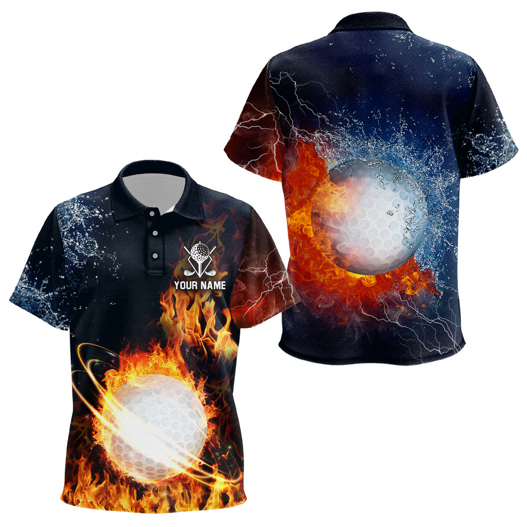 Fire And Water Golf Ball Custom Kids Polo Shirt Lightning Golf Shirts For Kid Golf Gifts LDT0447