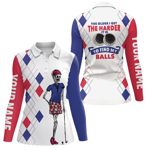 The Older I Get The Harder It Is Argyle Pattern Golf Polo Shirts Skull Golf Shirts For Women LDT0772