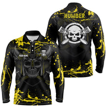 Load image into Gallery viewer, Mens Skull Disc Golf Polo Shirt Custom Yellow Golf Shirt With Skull Disc Golf Tops For Men Golf Gifts LDT0769