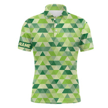 Load image into Gallery viewer, Geometric Green Mens Golf Polo Shirts Custom St Patrick Day Golf Shirts For Men Golf Gifts LDT1415