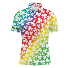 Load image into Gallery viewer, Rainbow Shamrocks St Patrick Day Mens Golf Polos Custom Golf Shirts For Men Golf Gifts LDT1418