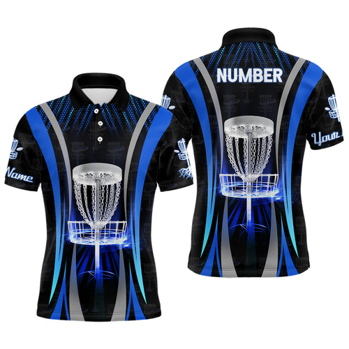 Blue Mens Cool Disc Golf Polo Shirt Custom Name And Number Disc Golf Shirts For Men, Golf Gifts LDT0210