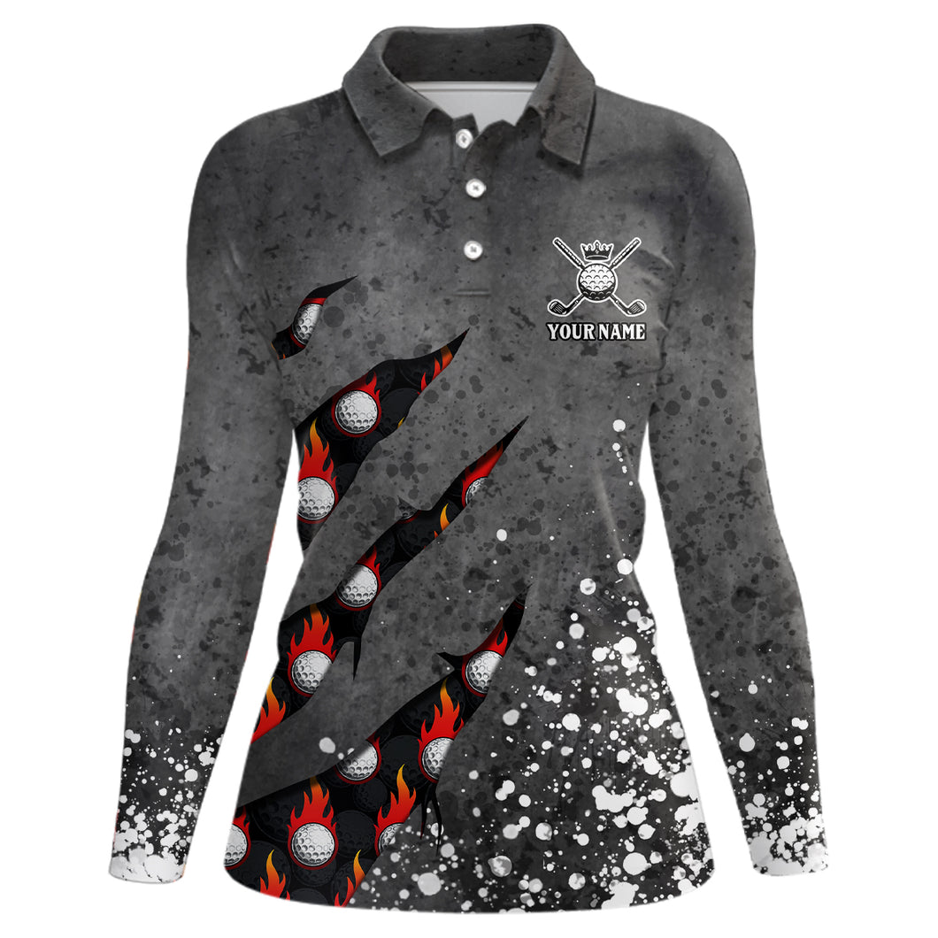 Paint Splash 3D Golf Polo Shirts Personalized Flame Golf Shirts For Womens, Crazy Golf Gifts LDT0219