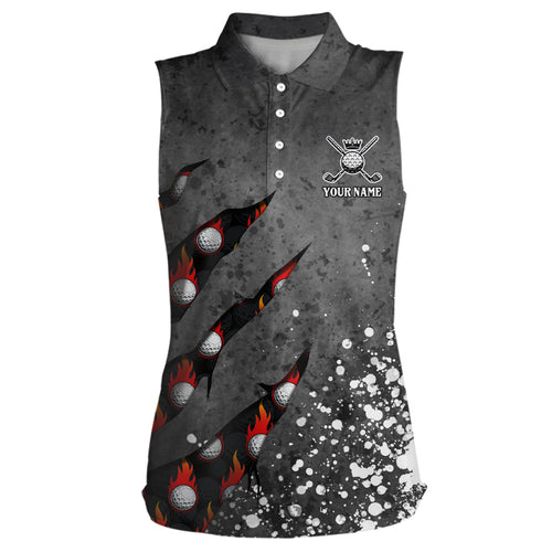Paint Splash 3D Sleeveless Golf Polo Shirt Personalized Flame Golf Shirts For Womens Crazy Golf Gifts LDT0219