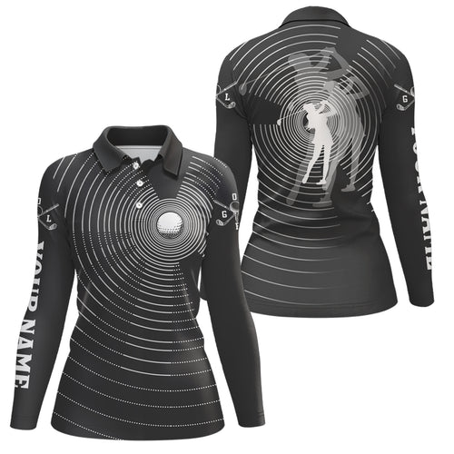 3D Effect Golf Ball And Golfer All Over Print Womens Polo Shirts, Best Golf Shirts For Women LDT0217