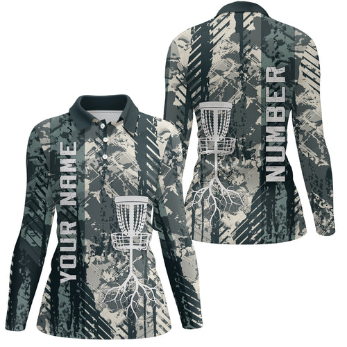 Personalized Wild Grunge Disc Golf Polo Shirt Custom Disc Golf Shirts For Women Golf Gifts LDT0515