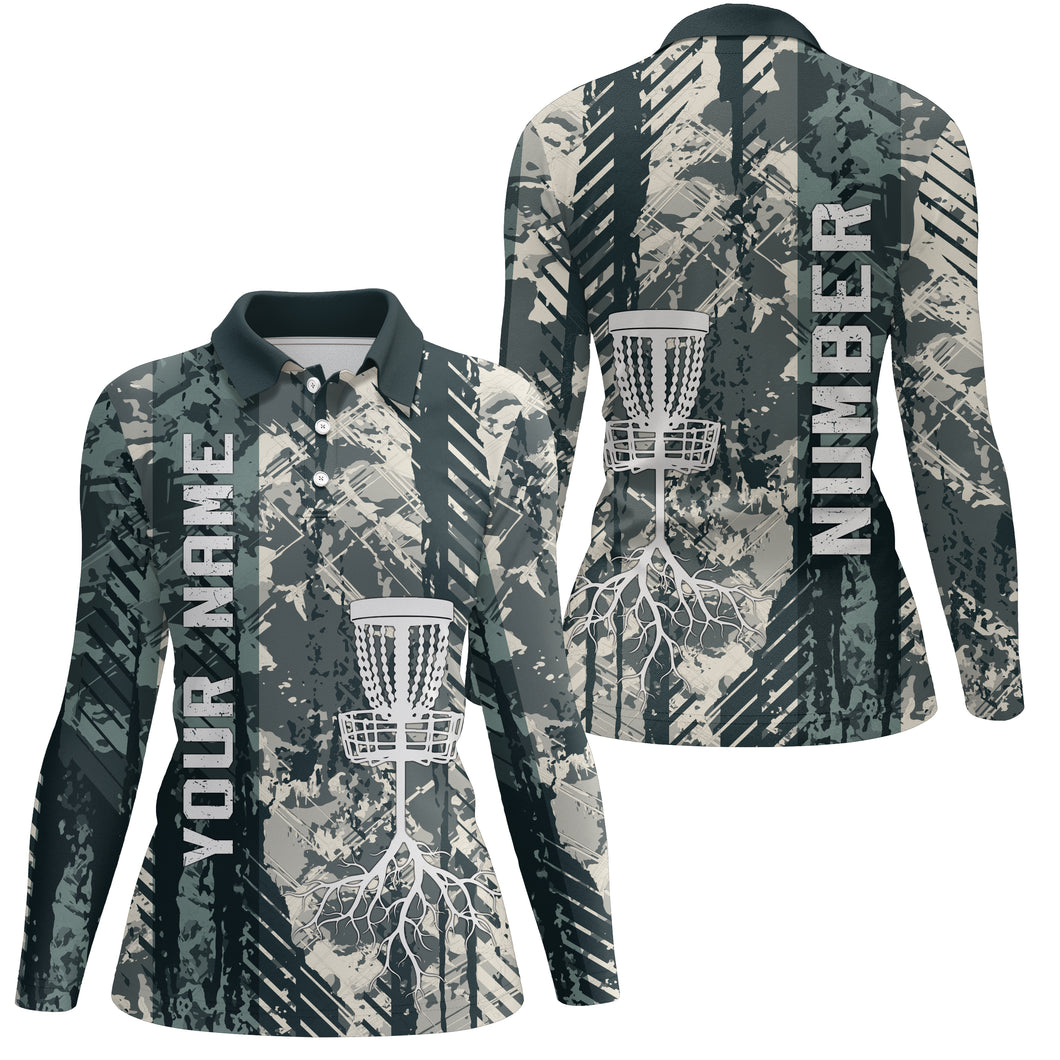 Personalized Wild Grunge Disc Golf Polo Shirt Custom Disc Golf Shirts For Women Golf Gifts LDT0515