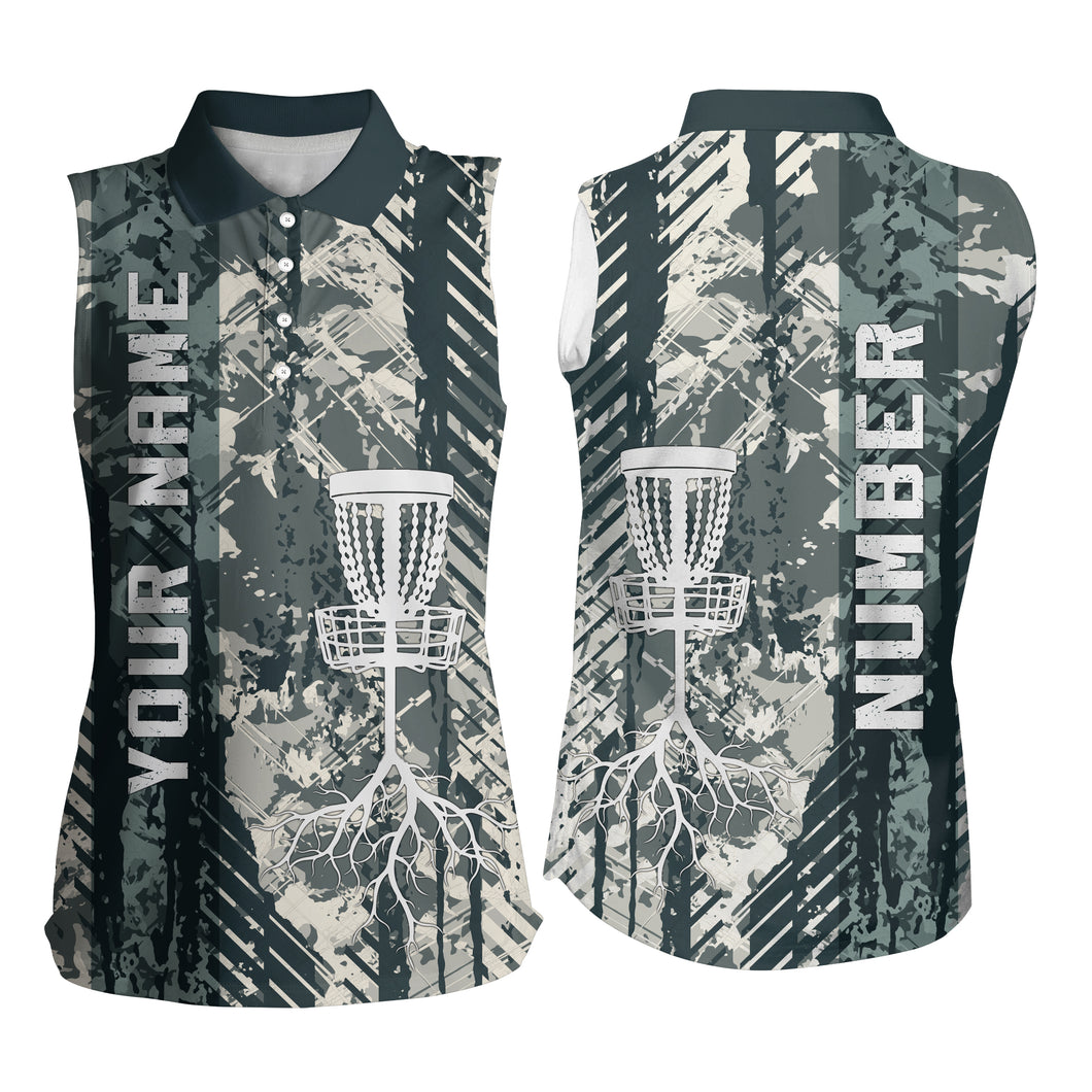 Personalized Wild Grunge Disc Golf Womens Sleeveless Polo Shirt Disc Golf Shirts For Women Golf Gifts LDT0515