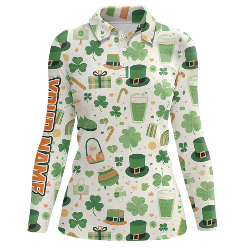 St Patrick Day Seamless Womens Golf Polo Shirts Custom Green Golf Shirts For Women Golf Gifts LDT1313