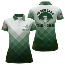 Load image into Gallery viewer, I&#39;m Here To Hit Trees &amp; Curse Green Disc Golf Shirt Custom Geometric Disc Golf Tops For Women LDT0516