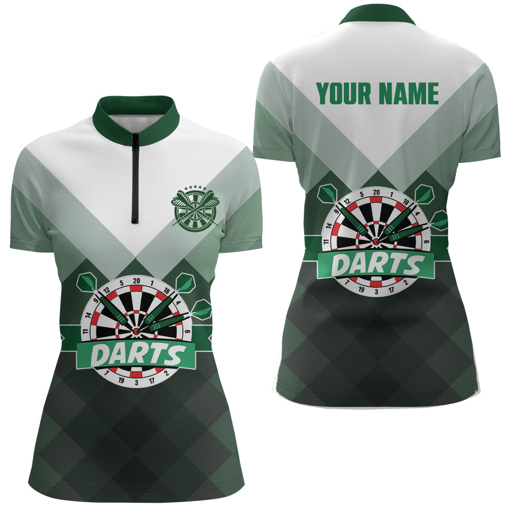 Personalized Gradient Green Geometric Pattern Darts Quarter Zip Shirt Womens Dart Jersey LDT0399