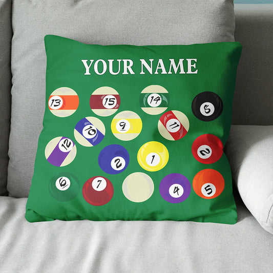 Personalized Billiard Balls Pillow Custom Throw Pillow Top Billiard Gift VHM0889