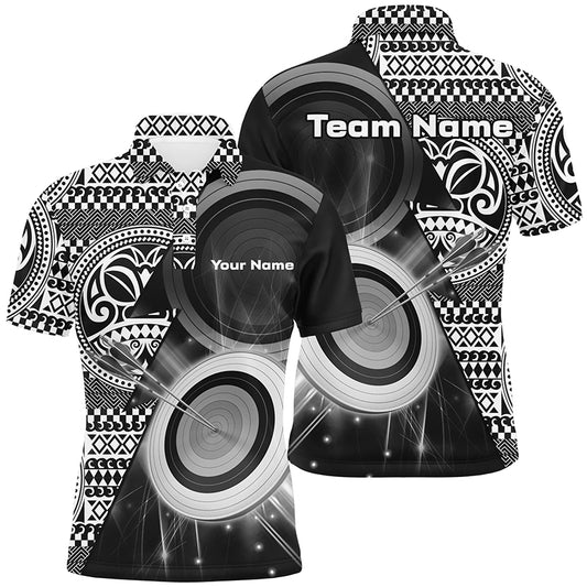 Personalized Tribal White Black Target Archery Polo Shirts For Men Custom Archery Team Jerseys VHM1141