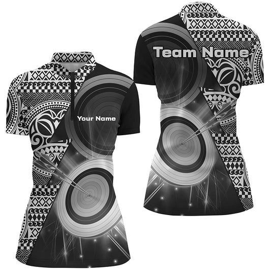 Personalized Tribal White Black Target Archery Quarter-Zip Shirts For Women Custom Archery Jerseys VHM1141