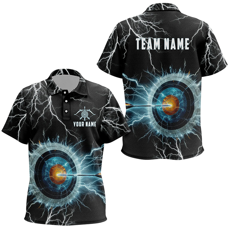 Personalized Thunder Lighting Target Archery 3D Polo Shirts For Kids, Custom Archery Team Jerseys VHM1014