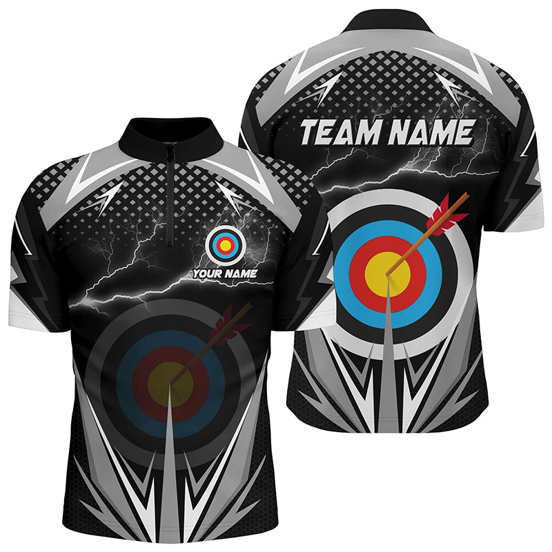 Personalized Thunder Lighting Target Archery 3D Quarter-Zip Shirts For Men, Archery Team Jerseys VHM1021