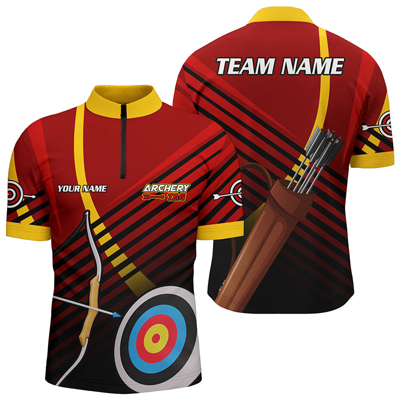 Personalized 3D Target Archery Quarter-Zip Shirts For Men Custom Arrows Recurve Bow Archery Shirts VHM0639