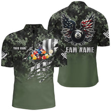 Load image into Gallery viewer, Personalized Camouflage US Flag Billiard Balls Shirts For Men, Funny Billiard 8 Ball Wings Jerseys VHM1196