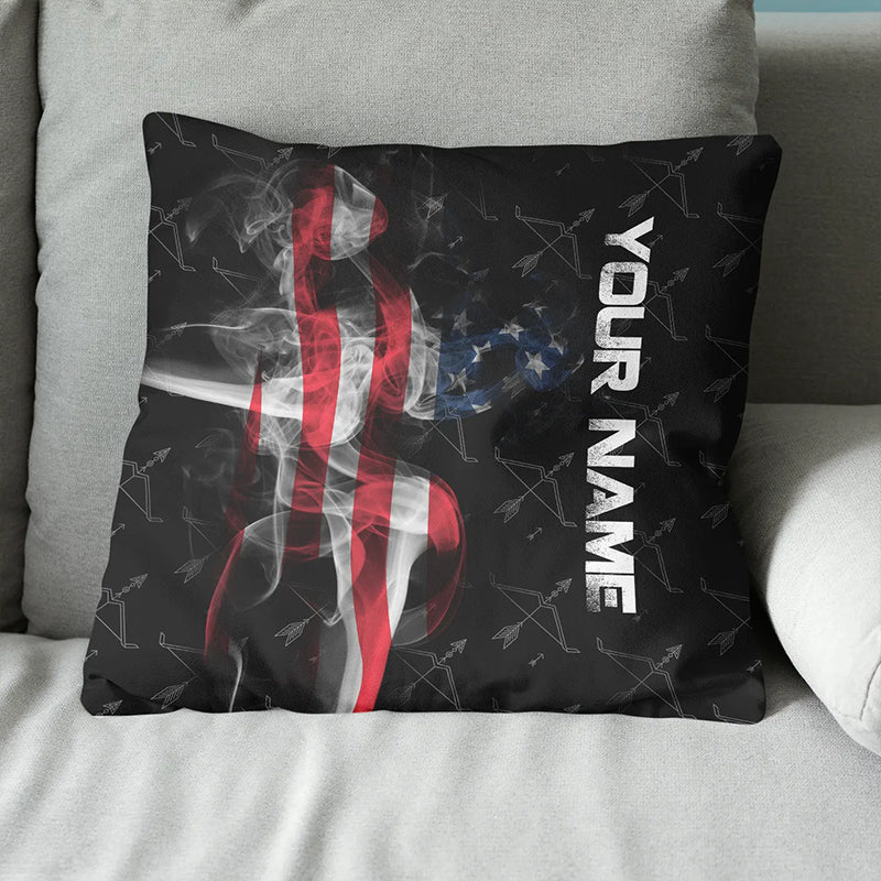 Personalized Smoke US Flag Bow Archery Pillow Custom Pillow Archery Gift VHM0848