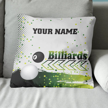 Personalized Green 8 Ball Billiard Pillow Custom Pool Cue Billiard Gifts VHM0851