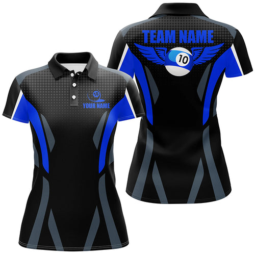 Personalized Funny 10 Ball Billiard 3D Polo Shirts For Women, 10 Ball Wings Billiard Team Jerseys VHM0968