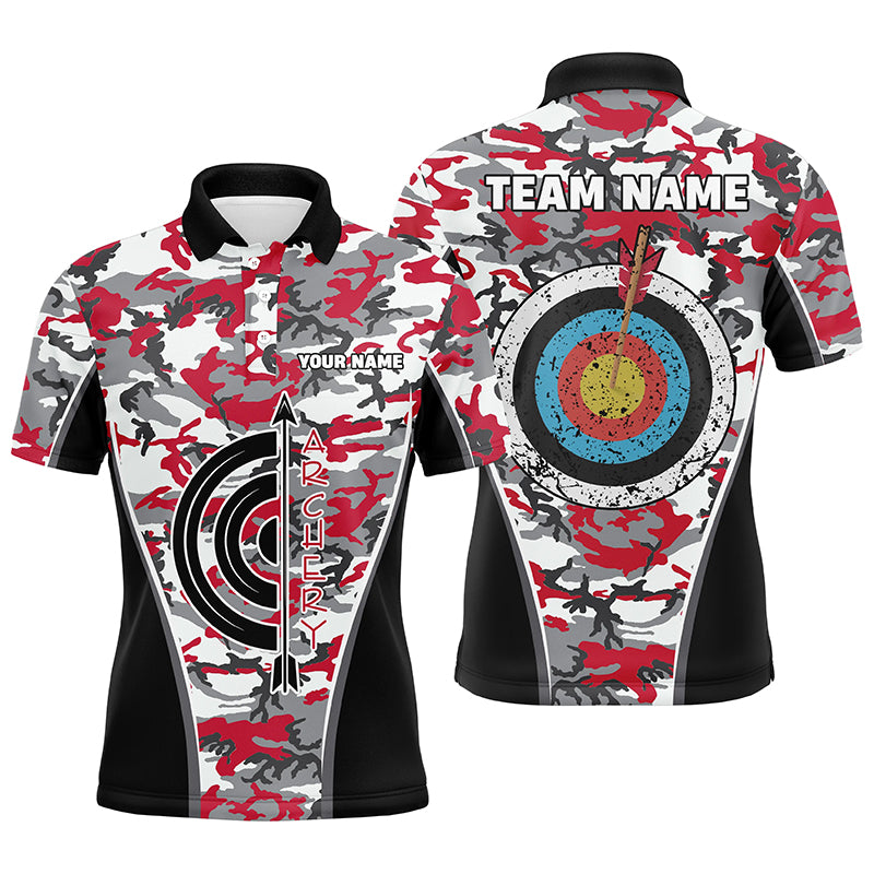 Personalized Red Camo Target Archery Polo Shirts For Men Archery Jerseys Custom Archery Team Shirts VHM1138