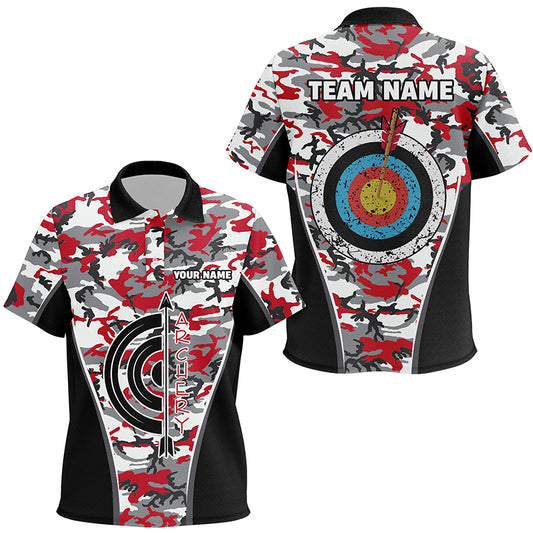 Personalized Red Camo Target Archery Polo Shirts For Kids Archery Jerseys Custom Archery Team Shirts VHM1138