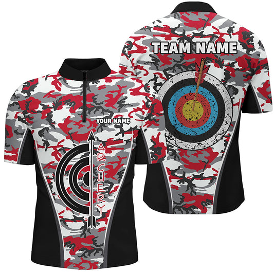 Personalized Camo Target Archery Quarter-Zip Shirts For Men Archery Jerseys Custom Archery Shirts VHM1138