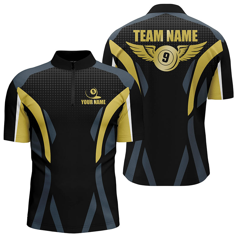 Personalized Billiard 9 Ball Pool 3D Quarter-Zip Shirts For Men, 9 Ball Wings Billiard Team Shirts VHM0611