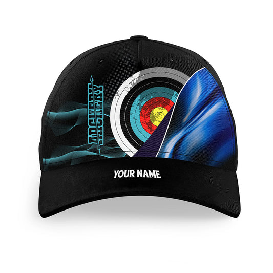Personalized Blue Black 3D Target Archery Hats Cap For Players, Top Hat Archery Custom Archery Gifts VHM0807