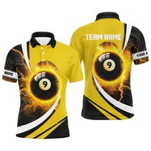 Load image into Gallery viewer, Personalized Thunder Lighting Yellow 9 Ball Billiards Shirts For Men Custom 9 Ball Pool Jerseys VHM1173