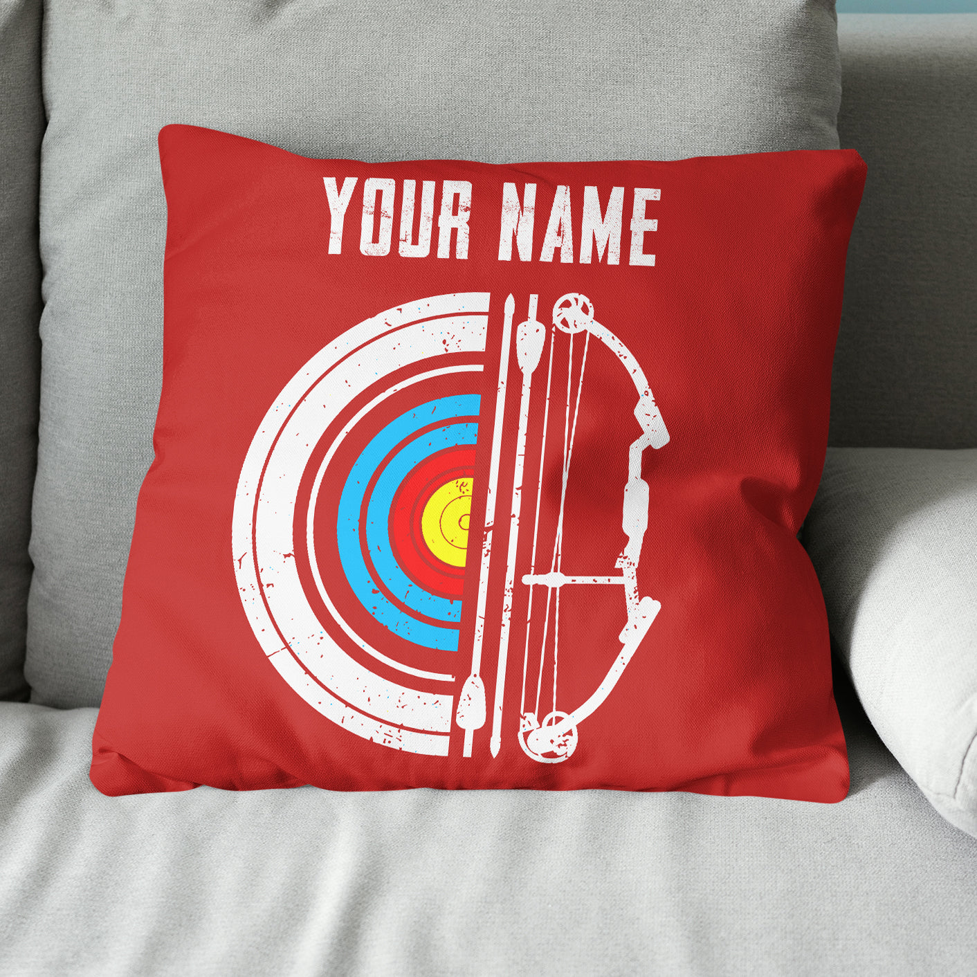Personalized Red Target Archery Pillows, Custom Gifts For Archery Lovers VHM0829