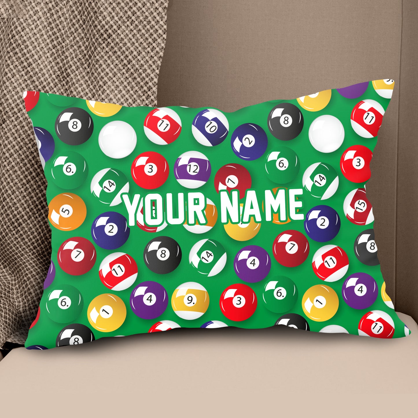 Personalized Billiard Balls Pillow, Custom Throw Pillows Billiards Gifts VHM0842