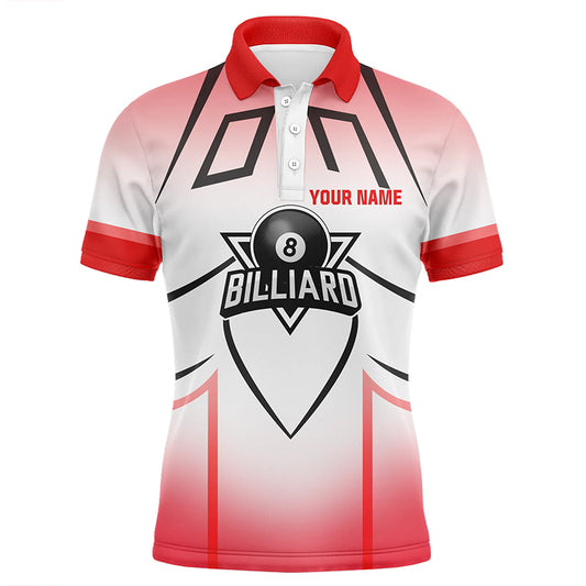 Personalized Red 8 Ball Billiard Heart 3D Polo Shirts For Men, Custom Billiards Valentine Gifts VHM0965