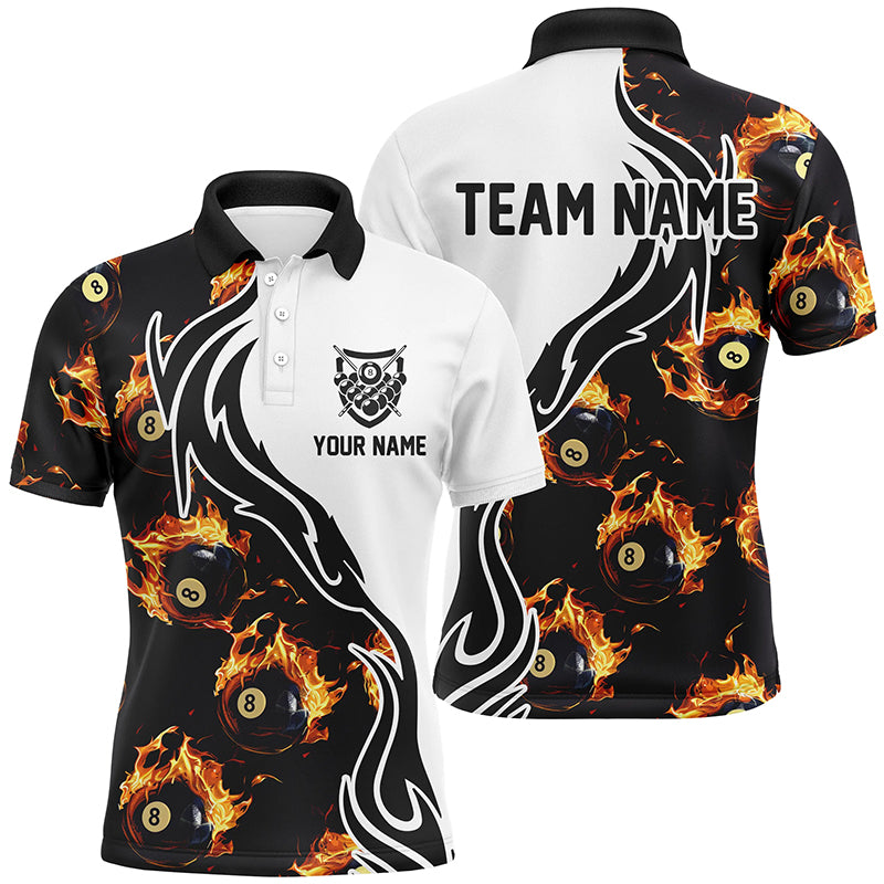 Personalized Flame 8 Ball Pool Polo Shirts Custom Billiard Shirts For Men Billiard Team Jerseys  VHM1135