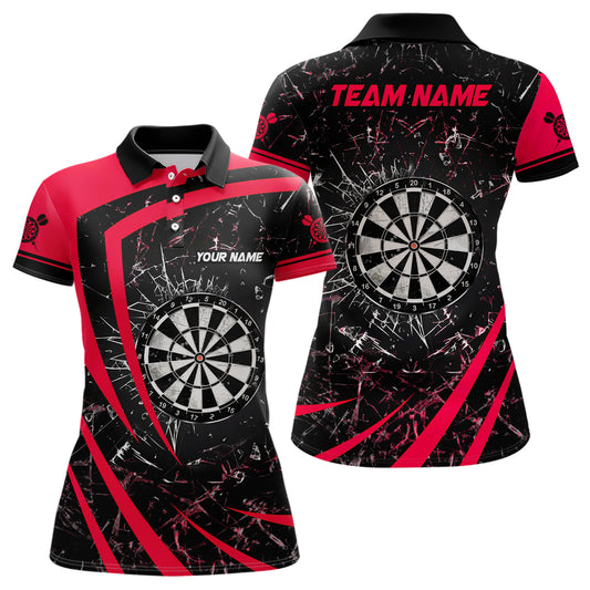Personalized Red Glass Break Dart Polo Shirts Custom Dart Shirts For Women Dart Team Shirts VHM1160