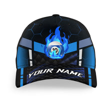 Load image into Gallery viewer, Personalized Flame Blue 10 Ball Pool Billiards Hats For Pool Players Custom Name Top Hat Billiards VHM1166