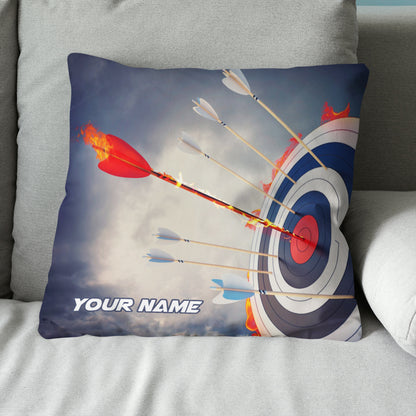 Personalized Flaming Arrow Archery Pillow Custom Pillow Top Archery Gift VHM0859