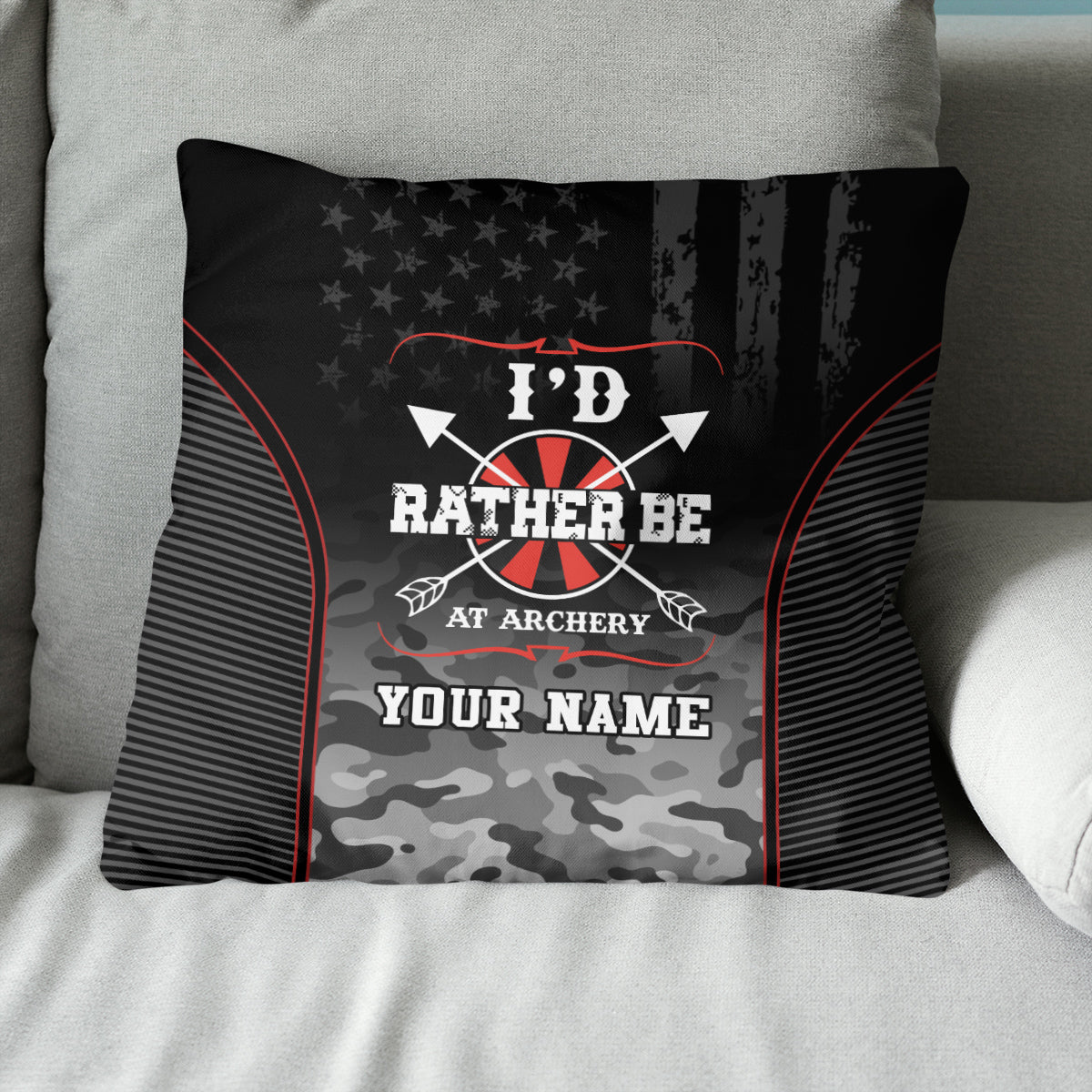 Personalized Camouflage US Flag Archery Pillow Custom Archery Gift Ideas VHM0868