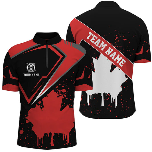 Personalized Archery Canada Leaf Vintage Style Men Quarter-Zip, Canada Archery Shirts  TDM0711