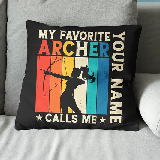 Customized Funny Archer Vintage Throw Pillow, Archery Decorative Pillows TDM0777
