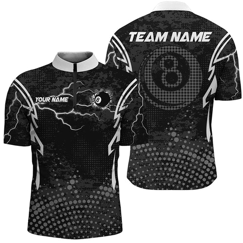 Personalized Grey 8 Ball Point Billiard Men Quarter-Zip Shirt Billiards Apparel Clothing TDM1525