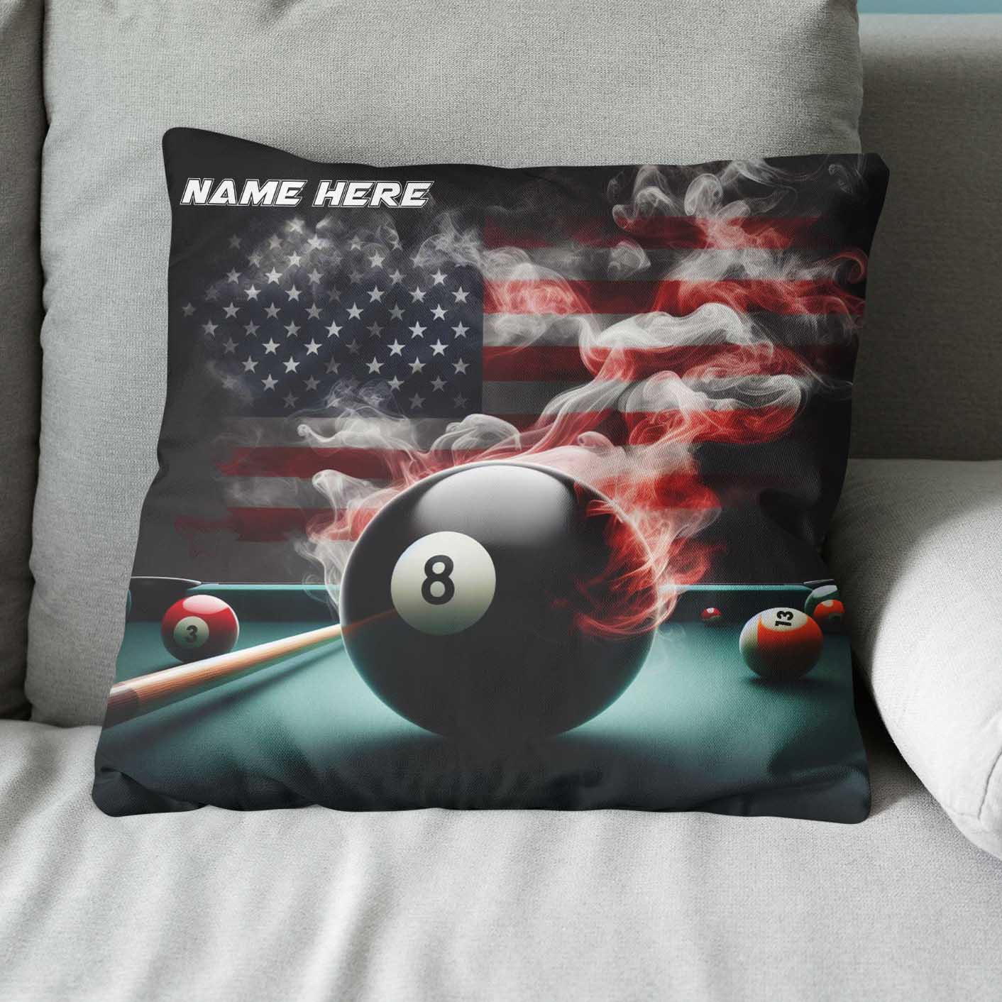 Customized Patriotic US Flag Billiard Pillows, 8 Ball Pool Throw Pillows TDM0841