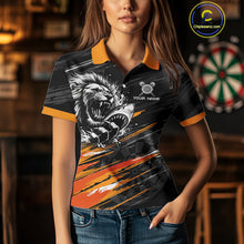 Load image into Gallery viewer, Orange And Black Grunge Lion And Shark Dart Shirts Custom Women's Dart Jersey Polo &amp; Quarter Zip TDM3847