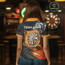 Load image into Gallery viewer, Orange And Black Grunge Lion And Shark Dart Shirts Custom Women's Dart Jersey Polo &amp; Quarter Zip TDM3847