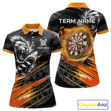 Load image into Gallery viewer, Orange And Black Grunge Lion And Shark Dart Shirts Custom Women's Dart Jersey Polo &amp; Quarter Zip TDM3847