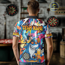 Load image into Gallery viewer, Funny Shark Colorful Graffiti Style Custom Dart Shirts For Men, Dart Team Jersey Best Darts Outfit TDM3849