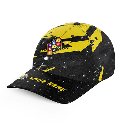 Personalized Yellow Black 9 Ball Pool Billiard Hats Custom Adjustable 3D Baseball Billiard Cap TDM1961