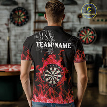 Load image into Gallery viewer, Personalized Red Flaming Dragon Dart Shirts For Men Custom Darts Team Jerseys Polo &amp; Quarter Zip TDM4310